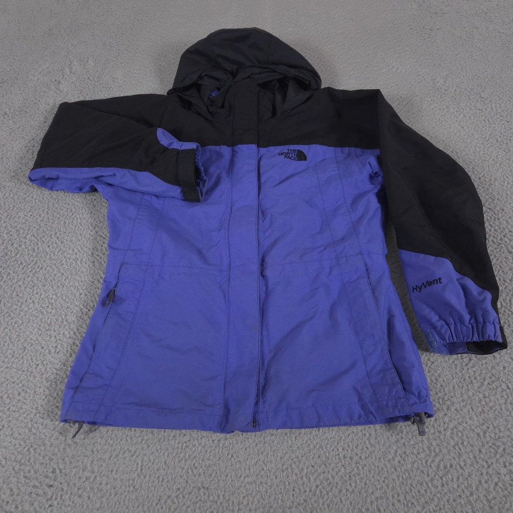 VINTAGE The North Face Jacket Girls L Purple‎ HyVent Waterproof Hooded Parka Y2K